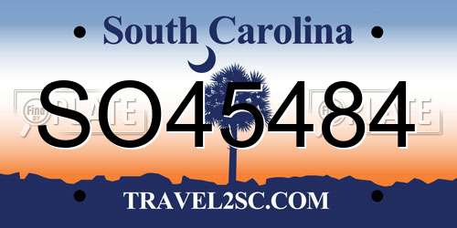 SO45484 South Carolina License Plate