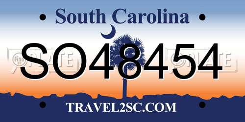 SO48454 South Carolina License Plate