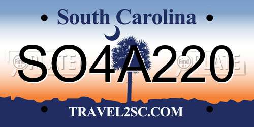 SO4A220 South Carolina License Plate