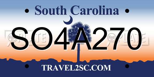 SO4A270 South Carolina License Plate