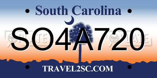 SO4A720 South Carolina License Plate