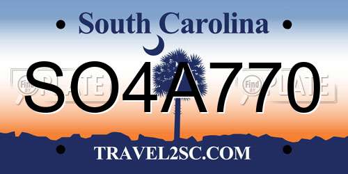 SO4A770 South Carolina License Plate