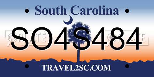 SO4S484 South Carolina License Plate