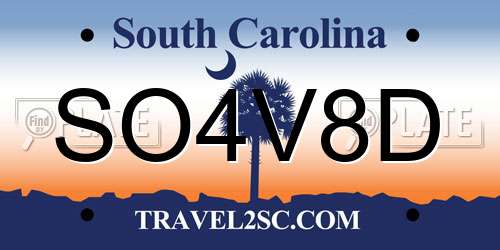 SO4V8D South Carolina License Plate