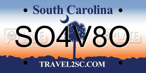 SO4V8O South Carolina License Plate