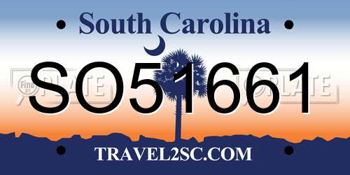 SO51661 South Carolina License Plate