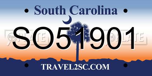 SO51901 South Carolina License Plate