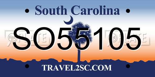 SO55105 South Carolina License Plate