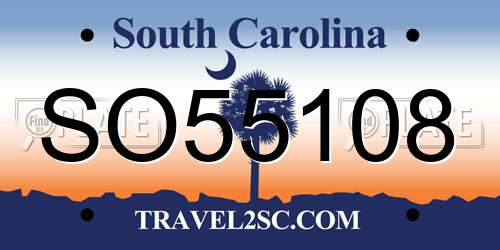 SO55108 South Carolina License Plate