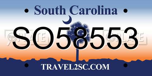 SO58553 South Carolina License Plate