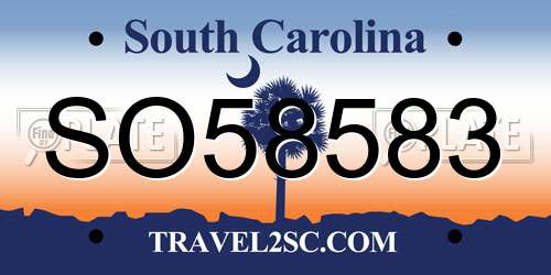 SO58583 South Carolina License Plate