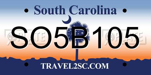 SO5B105 South Carolina License Plate