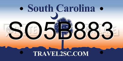 SO5B883 South Carolina License Plate