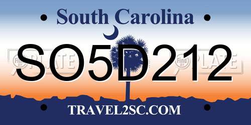 SO5D212 South Carolina License Plate
