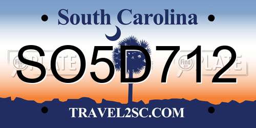 SO5D712 South Carolina License Plate