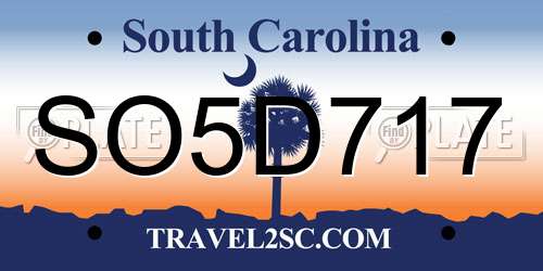 SO5D717 South Carolina License Plate