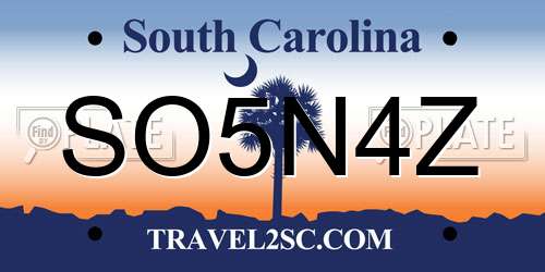 SO5N4Z South Carolina License Plate