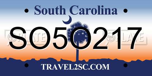 SO5O217 South Carolina License Plate
