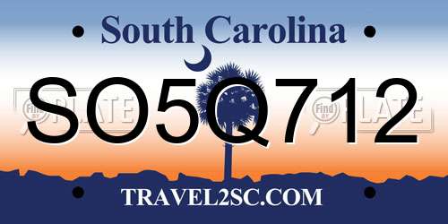 SO5Q712 South Carolina License Plate