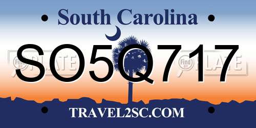SO5Q717 South Carolina License Plate