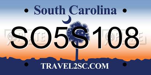 SO5S108 South Carolina License Plate