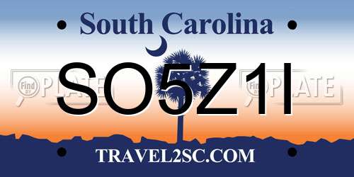 SO5Z1I South Carolina License Plate