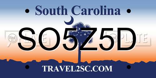 SO5Z5D South Carolina License Plate