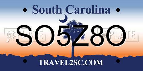 SO5Z8O South Carolina License Plate
