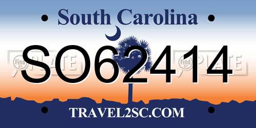 SO62414 South Carolina License Plate