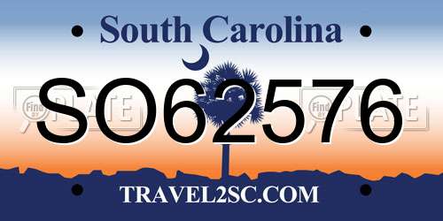 SO62576 South Carolina License Plate