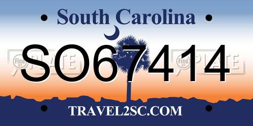 SO67414 South Carolina License Plate