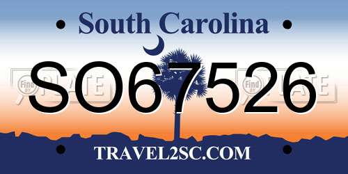 SO67526 South Carolina License Plate