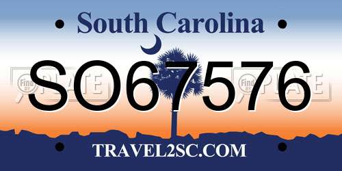 SO67576 South Carolina License Plate