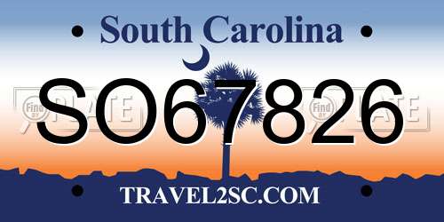SO67826 South Carolina License Plate