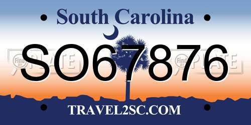 SO67876 South Carolina License Plate