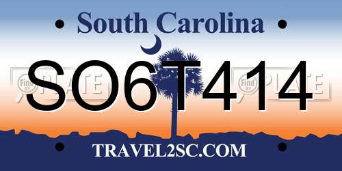 SO6T414 South Carolina License Plate