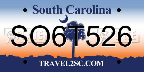 SO6T526 South Carolina License Plate