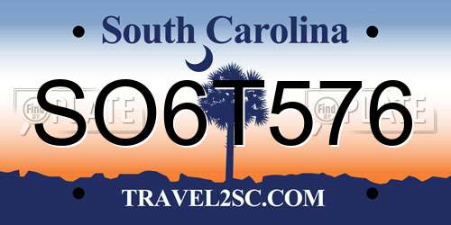SO6T576 South Carolina License Plate