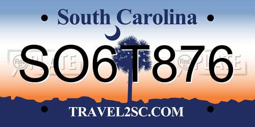 SO6T876 South Carolina License Plate