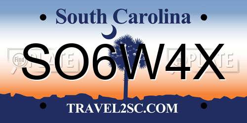 SO6W4X South Carolina License Plate