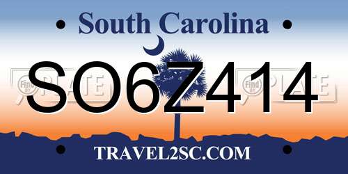 SO6Z414 South Carolina License Plate