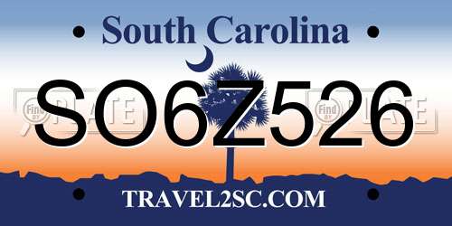 SO6Z526 South Carolina License Plate