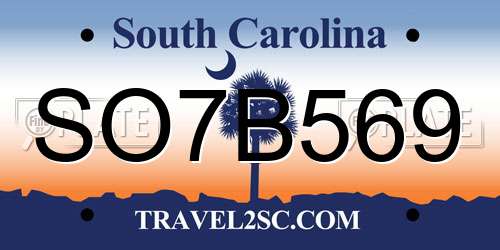 SO7B569 South Carolina License Plate