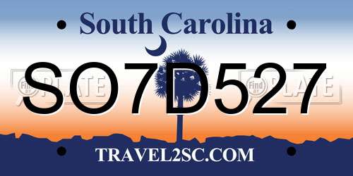 SO7D527 South Carolina License Plate