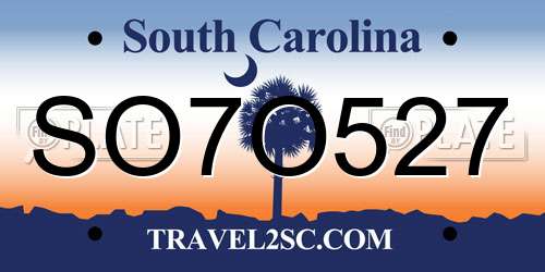SO7O527 South Carolina License Plate