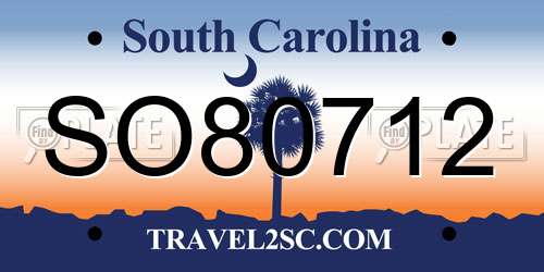 SO80712 South Carolina License Plate