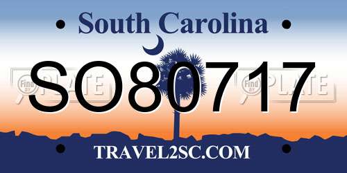 SO80717 South Carolina License Plate