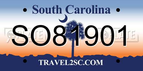 SO81901 South Carolina License Plate