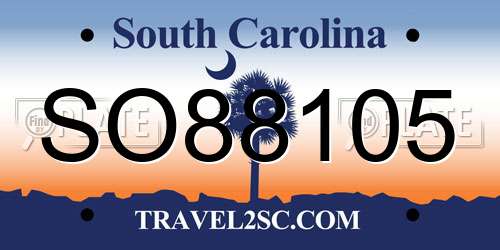 SO88105 South Carolina License Plate