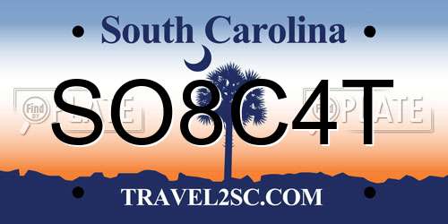 SO8C4T South Carolina License Plate